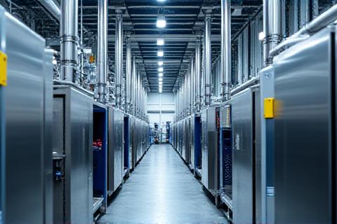 顔料製造ラインのクローズアップ